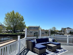Our large back deck surrounded by water views