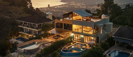 Aerial view of Playa Jaco - Retreat at night & enjoy the views at sunset time.