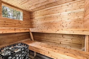 Relax and recharge in our large outdoor sauna with changing room