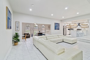 View of Kitchen and Dining Area from Living Room