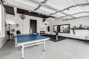 Enjoy your stay & keep your workout routine with our home garage gym. We have fun for all with plenty of outdoor games & ping pong.