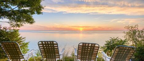 Amazing sunset views of Lake Michigan from Martha`s Cottage