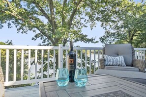Wonderful large deck overlooking Silver Lake in Saugatuck