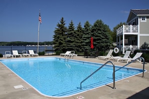 Association swimming pool overlooking the harbor