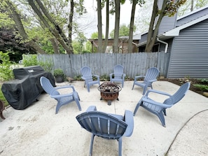 Shared fire pit and BBQ area for your enjoyment