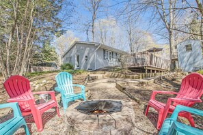 Fire pit area overlooking the winding creek