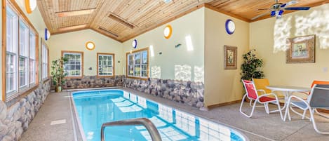 Indoor swimming pool available year round at Hideaway Cabin