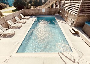 Private pool; 5 foot on deep end. Pool and deck newly resurfaced.  So relaxing

