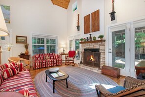 Beautiful living room with soaring ceilings