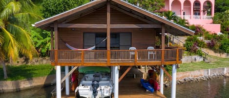 private boat house on water. Sleeps 2