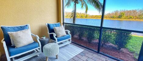 Waterfront lanai, additional seating for 2 not pictured.