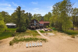 Beach chairs, kayaks, sandy beach and more