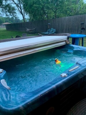 Hot tub is ready for your visit