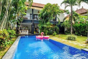 A big private swimming pool, perfect for large groups or families on vacation.