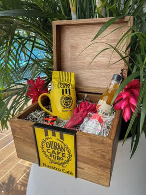 During your stay you may find a small box with some gifts for your stay with us. Please only take the content of the box.