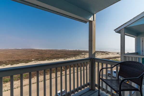 Great balcony space with cozy chairs and a great view