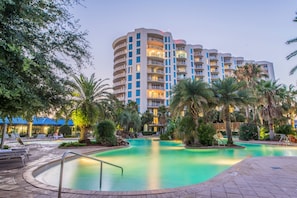 Lighted Lagoon Pool-Palms of Destin