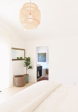 Primary bedroom with private deck and on suite bathroom
