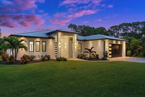 Front yard after sunset.