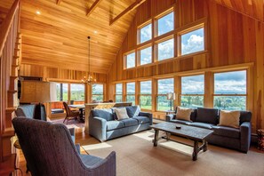 Main Floor Living Room with views of Downtown Rangeley, Saddleback Mountain, and Rangeley Lake!