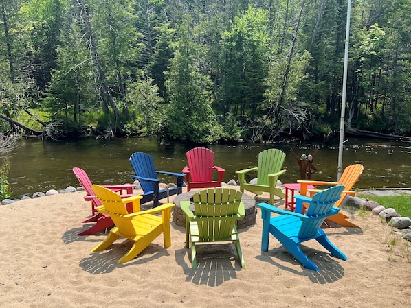 Fire pit on the Boardman River.