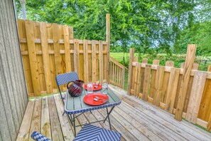 Extra dining space on back porch