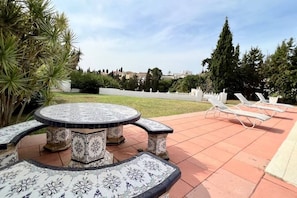 Vintage outdoor dining area.