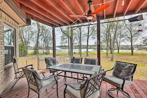 Covered Patio | Free WiFi | 1st-Floor Bedroom/Shower | Pet Fee