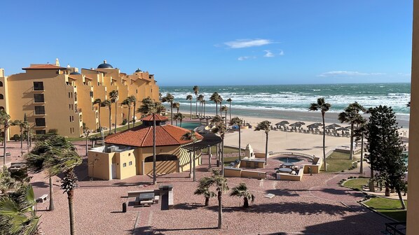 Beautiful view of ocean and grounds from our patio!