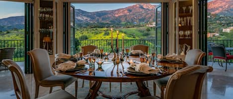 Indoor formal Dining with panoramic views.