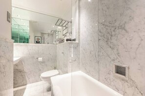 Each room has a Modern and Clean En-suite Bathroom with Bath and Shower. (1)