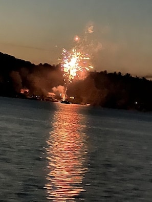 Amazing fireworks on the lake.