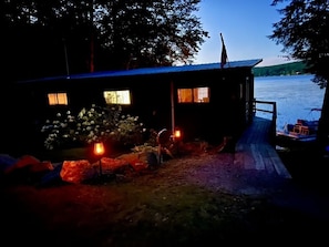 The quiet cabin on a summer night.