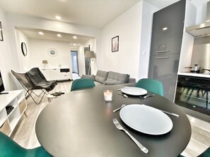 dining room workspace living room television and multimedia kitchen