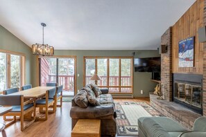 Spacious living room with a smart TV