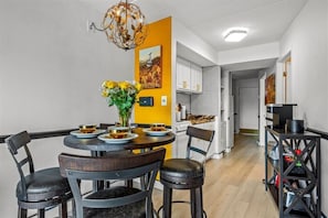 Enjoy a meal at our new dining room table