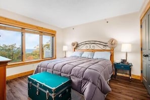 primary king bedroom with views of Lake Michigan!