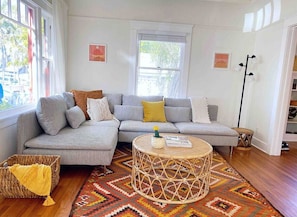 Cozy couch for an afternoon siesta.
