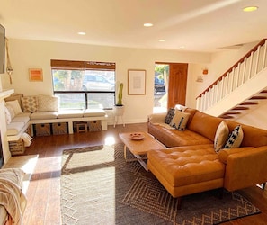 Plenty of seating options in your large living room