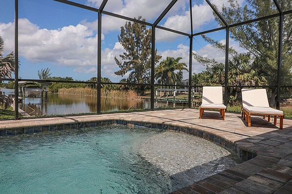 Gorgeous pool overlooking canal