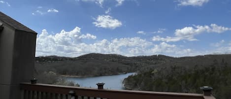 View of Table Rock lake and the Ozark Mountains from the large deck