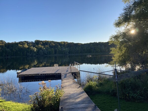 One of two docks on the private Kettle Lake you have access to on the property