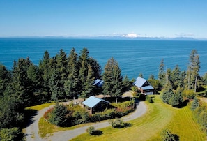 Aerial view of cabins & shared gazebo