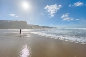 Porthtowan beach is huge at low tide extending as far as St Agnes Head in the north and joining up with Chapel Porth Beach on the way