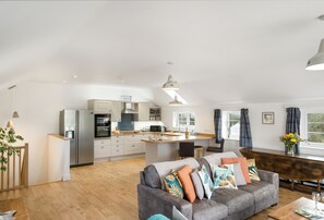 Hayloft at Trevissick Farm, Porthtowan. The upstairs Kitchen/Sitting area is incredibly spacious