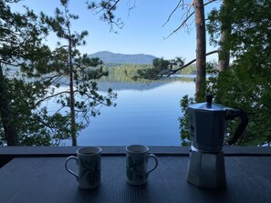 View from while sitting at the table on our front deck.