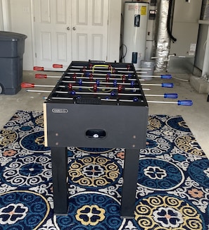 Foosball Table in Garage- Heating and Air Conditioning Available