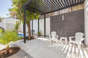 Shaded outdoor sitting area