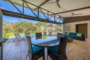 Common area with lots of seating and a pool to cool off in!