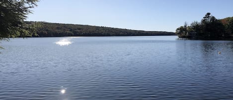 View from the deck--looking up the entire length of Lake Skatutakee